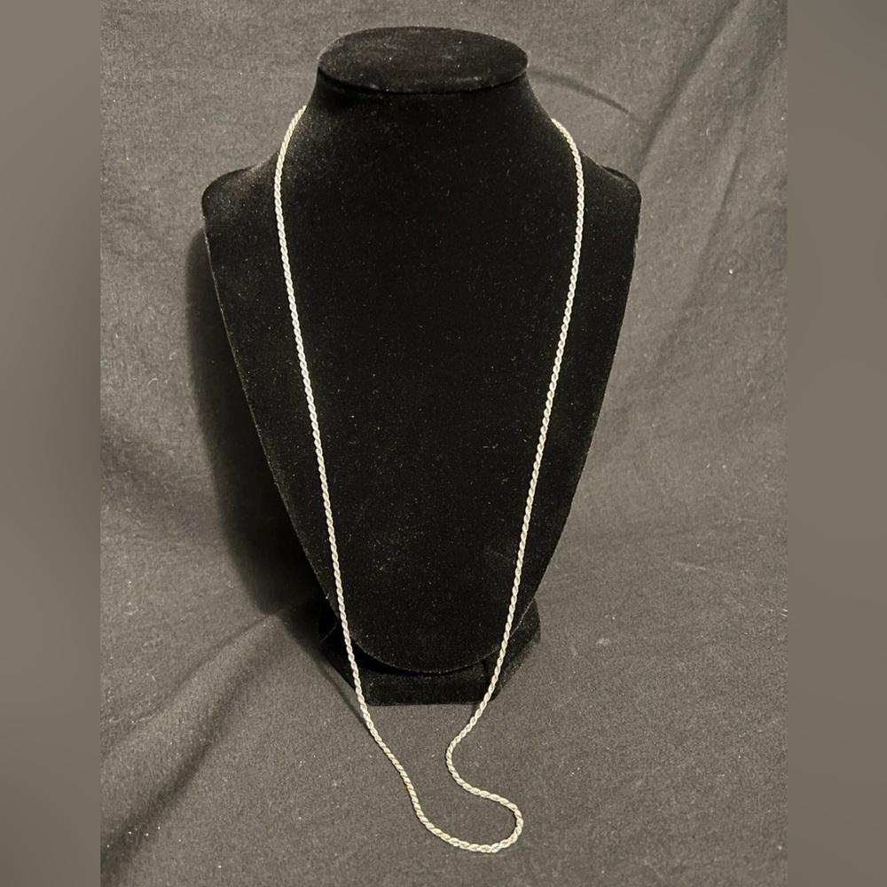 Sterling Silver Rope Chain 29.5" 1.5mm Lightweight Sturdy 925